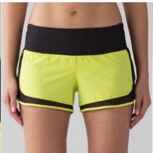 Lululemon Green Black Mesh  Mind Over Miles Short (3.5")  Sz 10